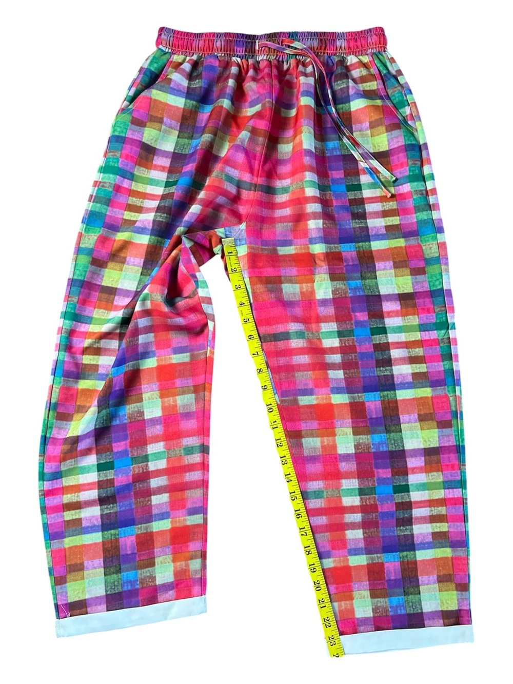 Women's Vibrant Multi-Color Plaid Pull-On Trousers - Picture 6 of 8